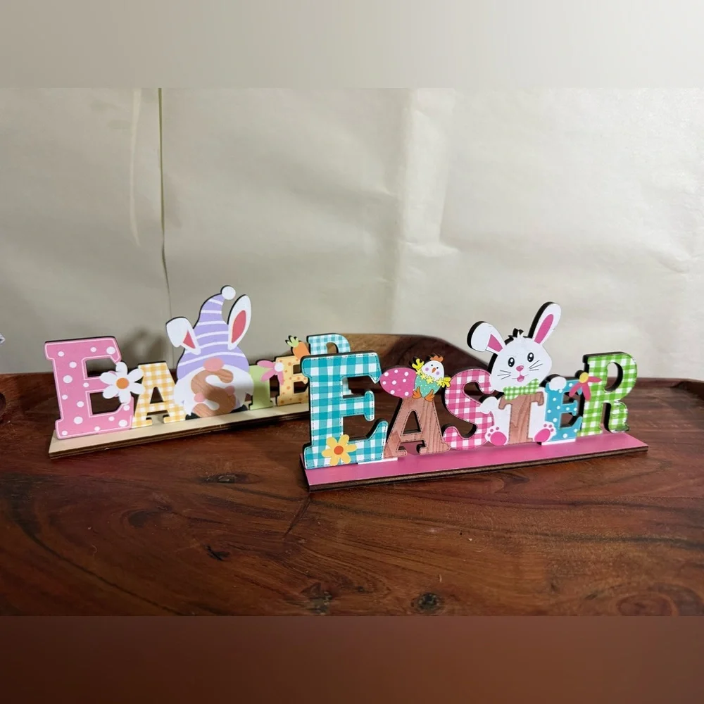 Easter party theme decoration bundle 4 Pc Decorate Stand sign Hanging Sign